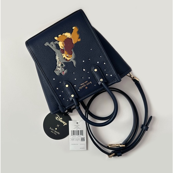 ♠️Kate Spade X Disney Lady and the Tramp Ella Mini Tote Crossbody Bag, Blue NWT - Picture 6 of 8